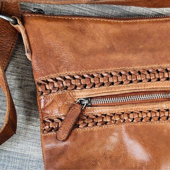 Vilenca Holland Leather Woven Shoulder Bag Adjustable Strap Tote - Picture 3 of 7